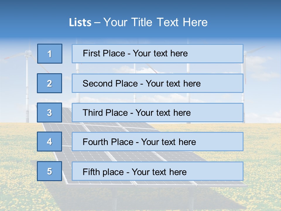 A Solar Panel With Wind Turbines In The Background PowerPoint Template