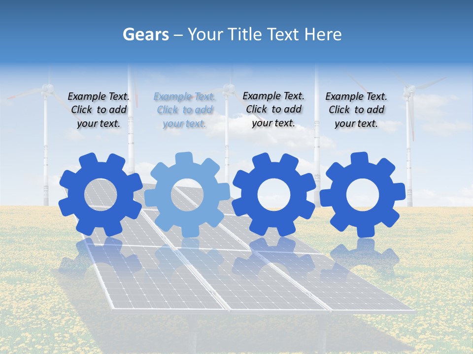 A Solar Panel With Wind Turbines In The Background PowerPoint Template