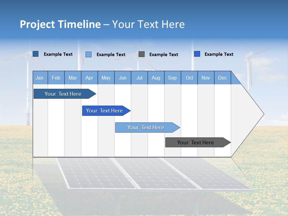 A Solar Panel With Wind Turbines In The Background PowerPoint Template