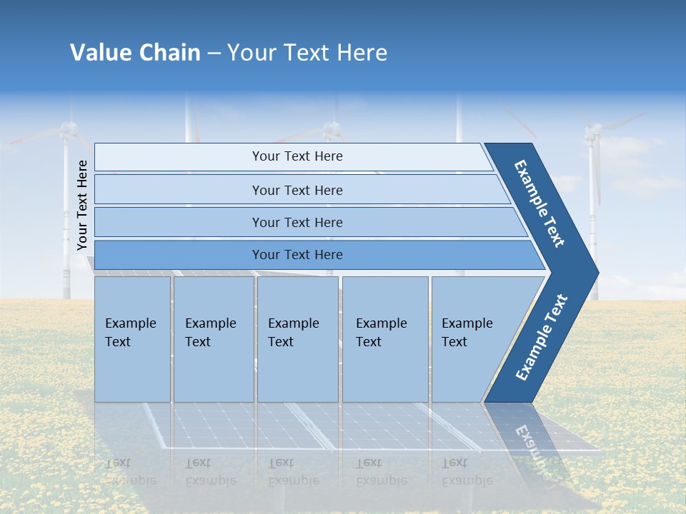 A Solar Panel With Wind Turbines In The Background PowerPoint Template