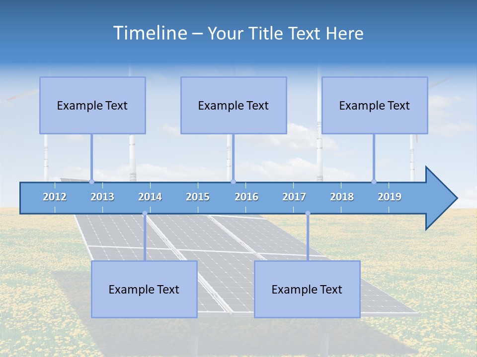 A Solar Panel With Wind Turbines In The Background PowerPoint Template