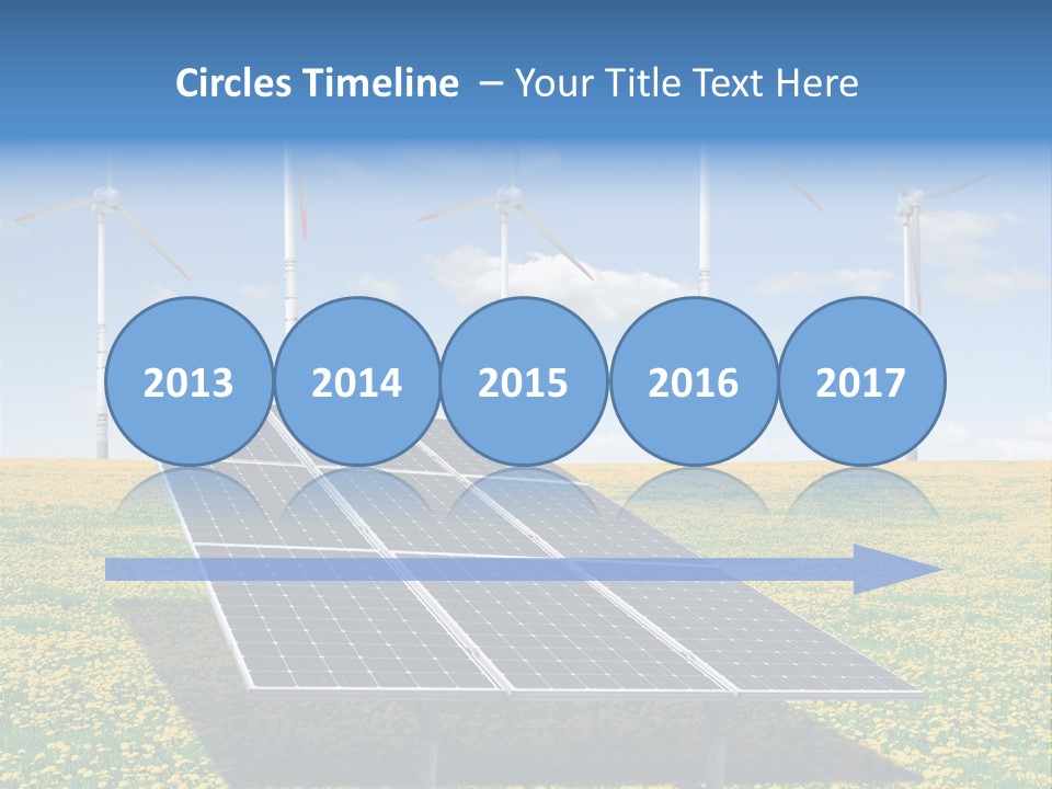A Solar Panel With Wind Turbines In The Background PowerPoint Template