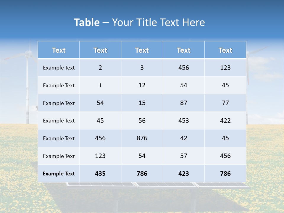 A Solar Panel With Wind Turbines In The Background PowerPoint Template
