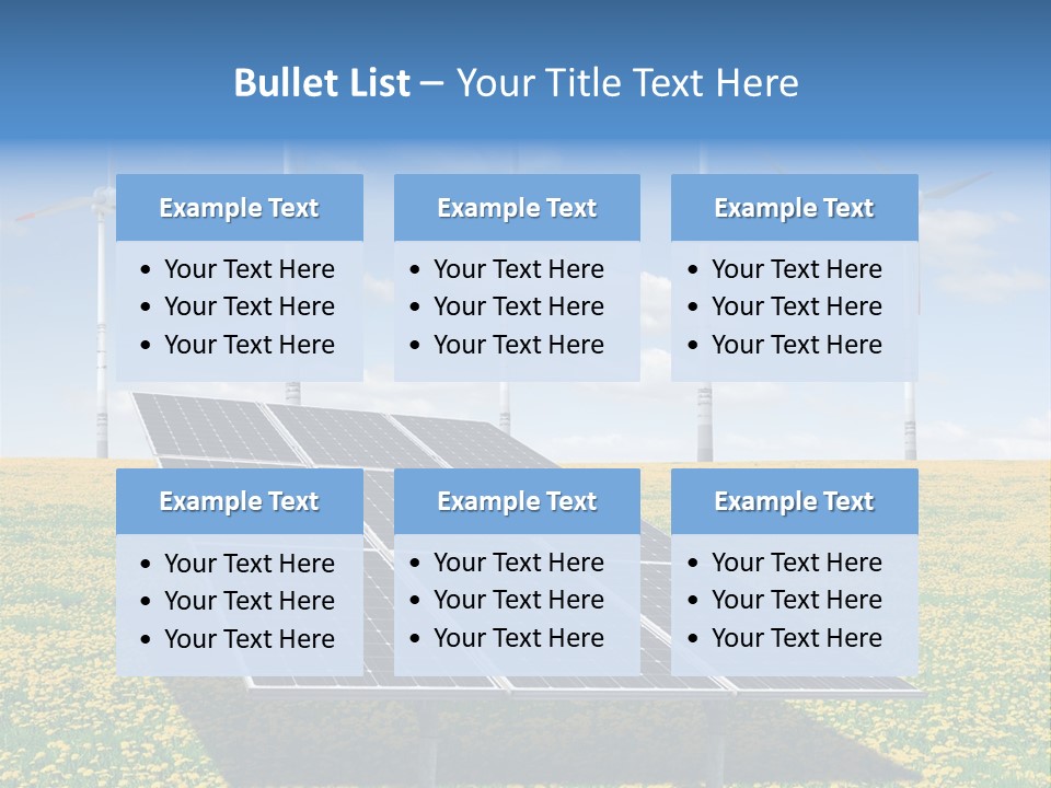 A Solar Panel With Wind Turbines In The Background PowerPoint Template