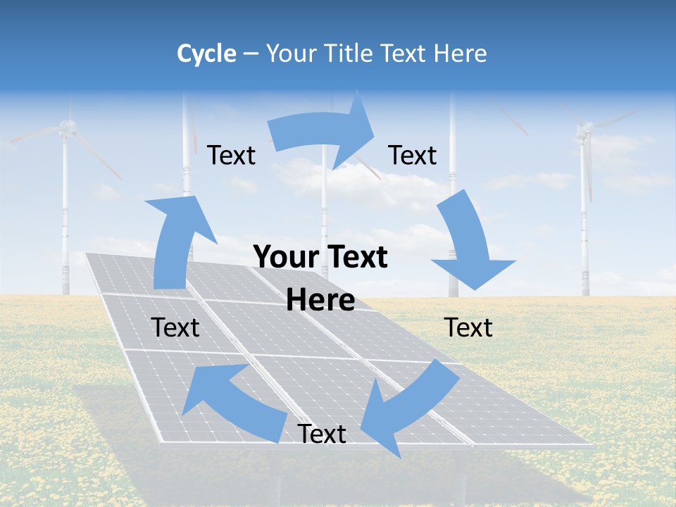 A Solar Panel With Wind Turbines In The Background PowerPoint Template