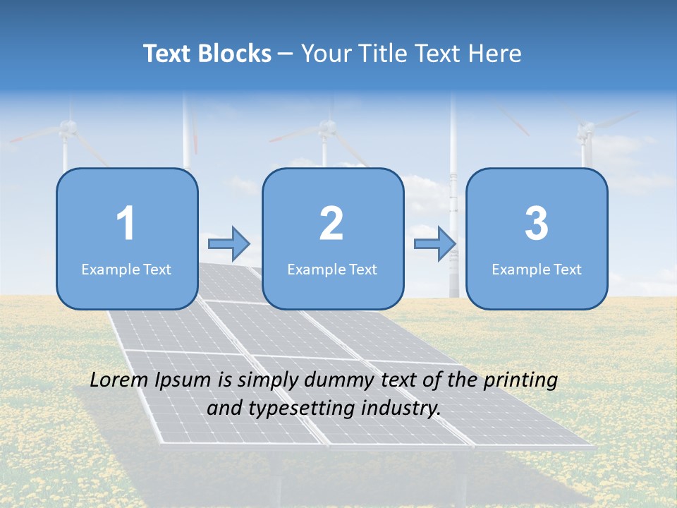 A Solar Panel With Wind Turbines In The Background PowerPoint Template