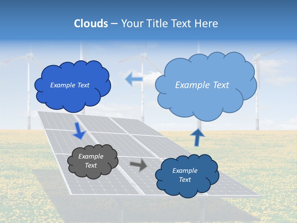 A Solar Panel With Wind Turbines In The Background PowerPoint Template