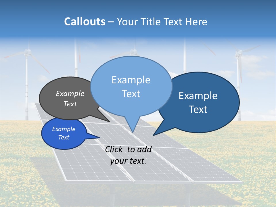 A Solar Panel With Wind Turbines In The Background PowerPoint Template