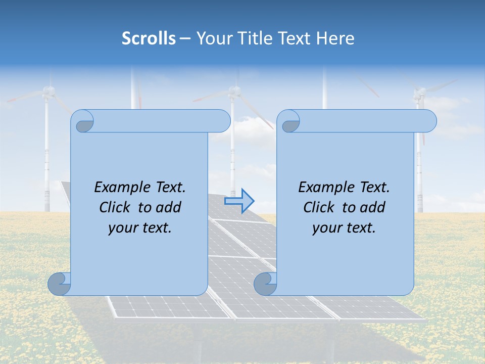 A Solar Panel With Wind Turbines In The Background PowerPoint Template
