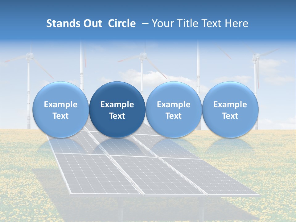 A Solar Panel With Wind Turbines In The Background PowerPoint Template