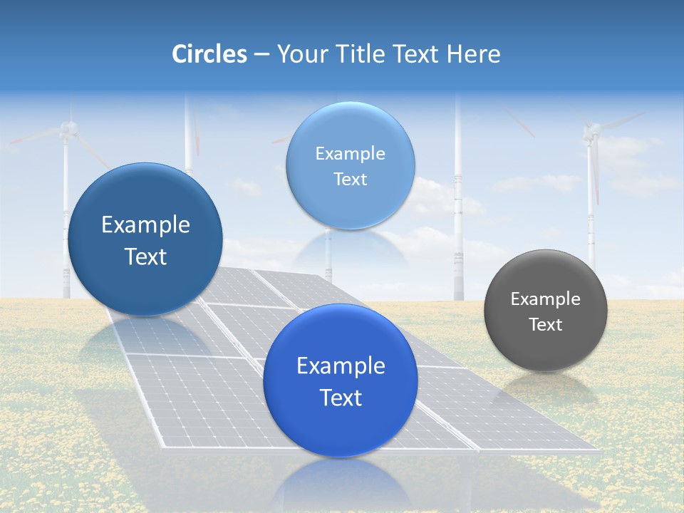 A Solar Panel With Wind Turbines In The Background PowerPoint Template