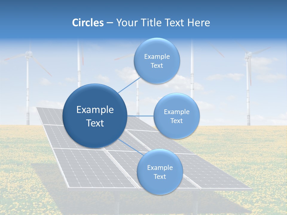 A Solar Panel With Wind Turbines In The Background PowerPoint Template
