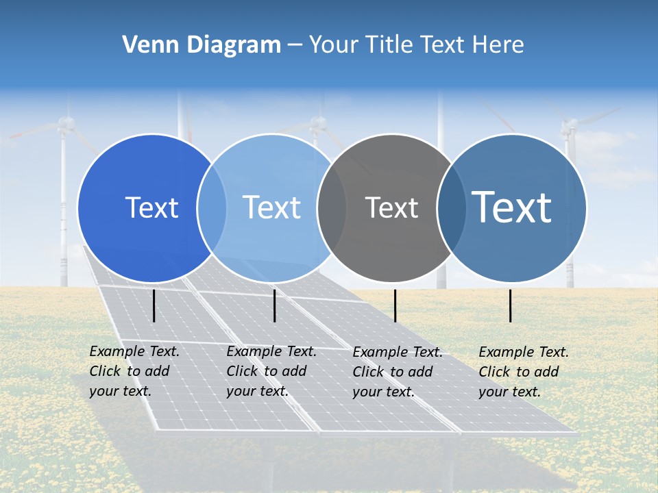 A Solar Panel With Wind Turbines In The Background PowerPoint Template