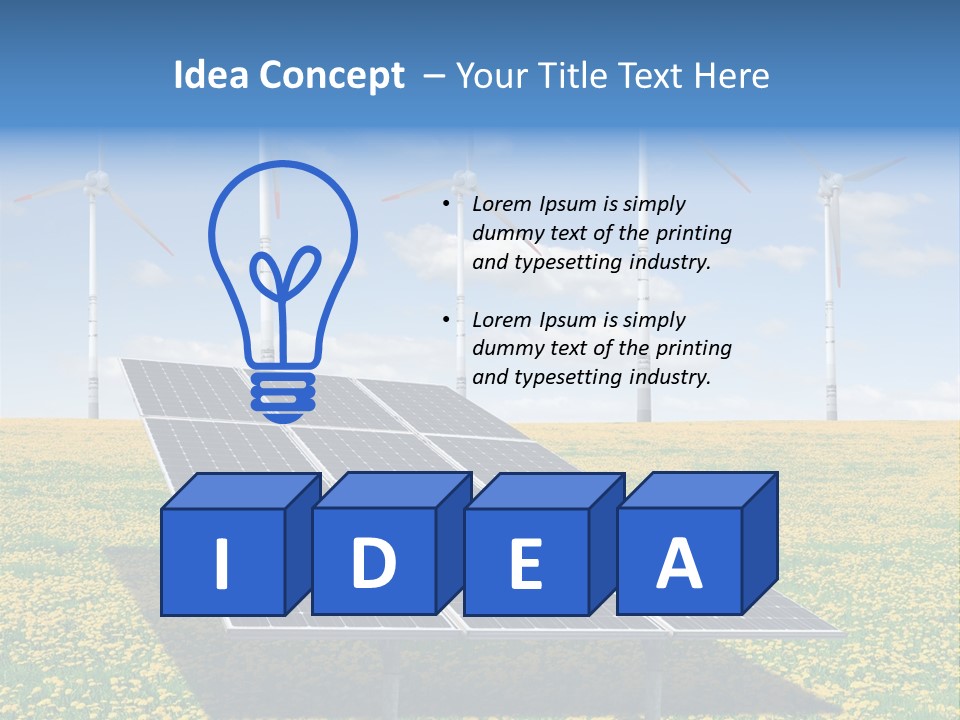 A Solar Panel With Wind Turbines In The Background PowerPoint Template