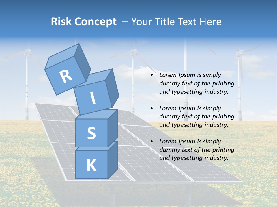 A Solar Panel With Wind Turbines In The Background PowerPoint Template