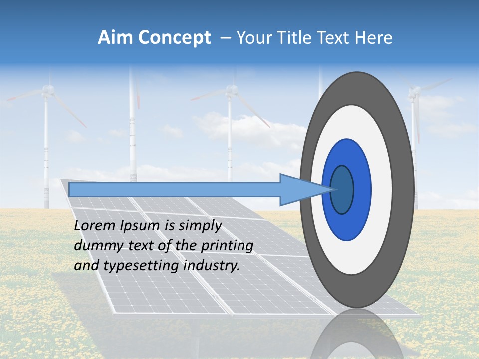 A Solar Panel With Wind Turbines In The Background PowerPoint Template
