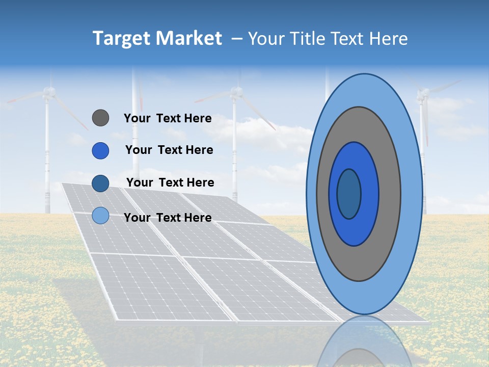 A Solar Panel With Wind Turbines In The Background PowerPoint Template
