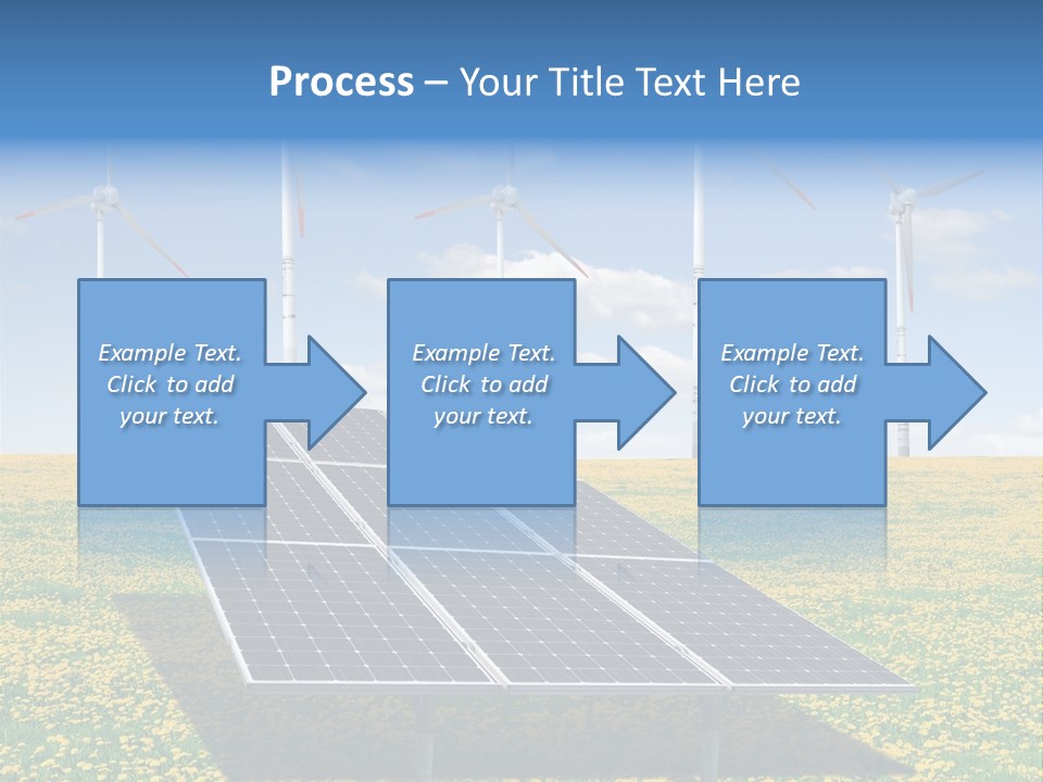 A Solar Panel With Wind Turbines In The Background PowerPoint Template