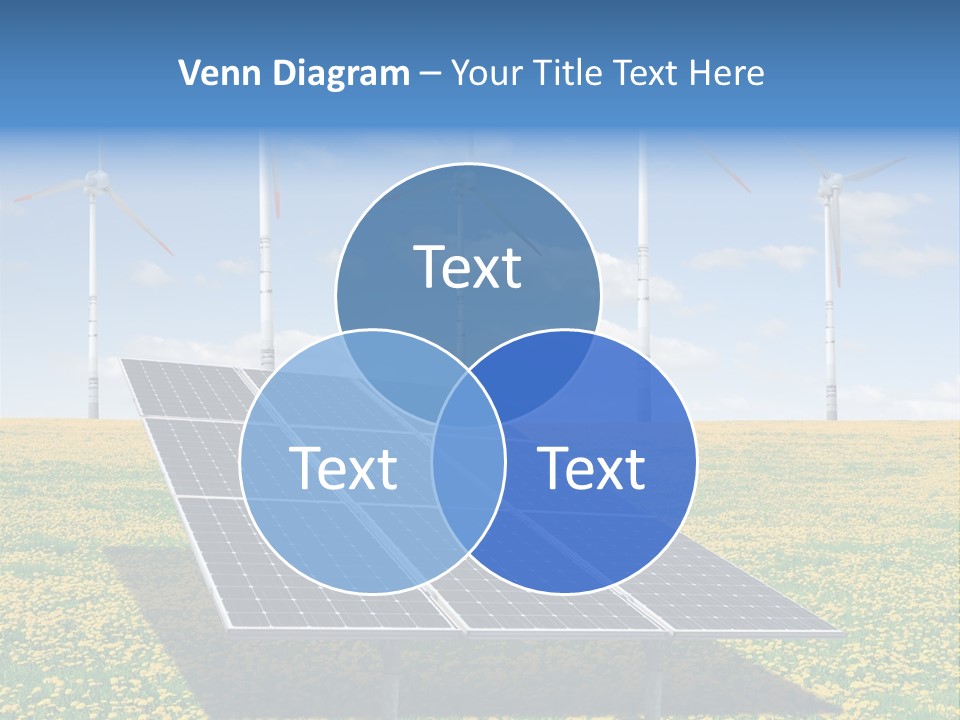 A Solar Panel With Wind Turbines In The Background PowerPoint Template