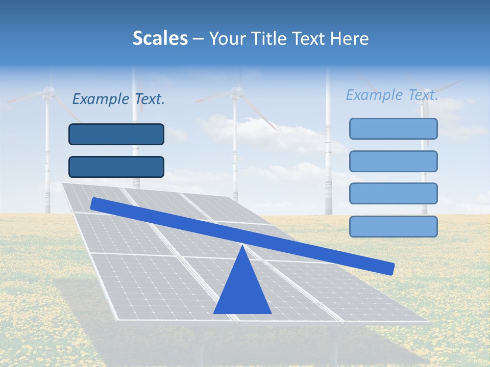 A Solar Panel With Wind Turbines In The Background PowerPoint Template