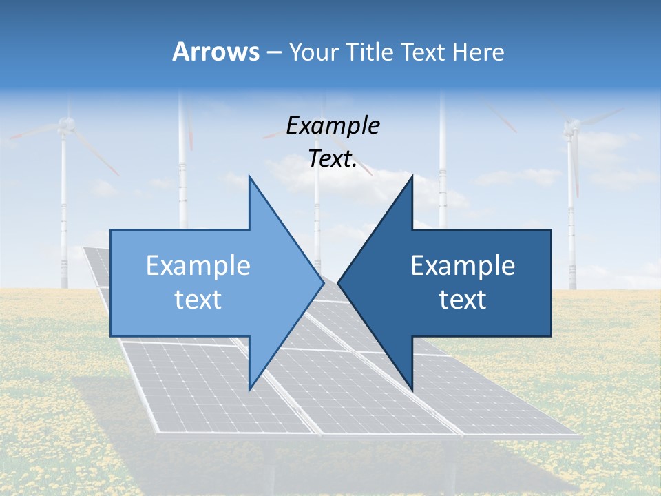 A Solar Panel With Wind Turbines In The Background PowerPoint Template