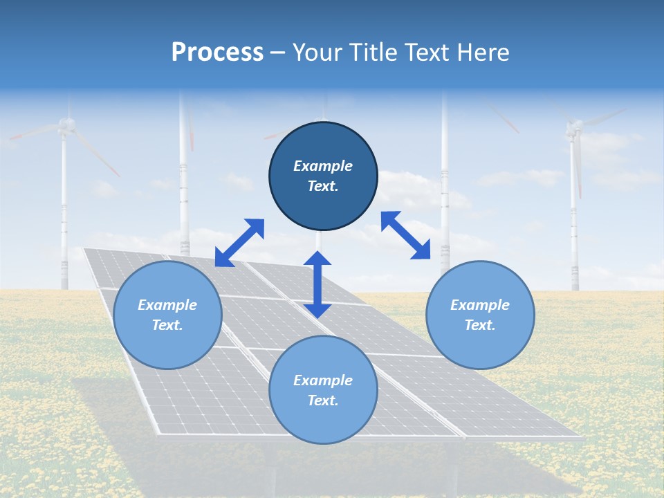A Solar Panel With Wind Turbines In The Background PowerPoint Template