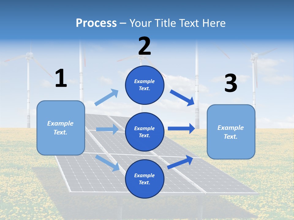 A Solar Panel With Wind Turbines In The Background PowerPoint Template