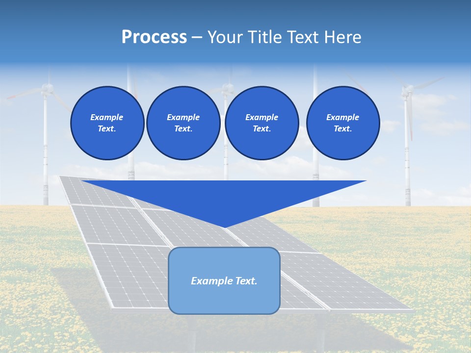 A Solar Panel With Wind Turbines In The Background PowerPoint Template