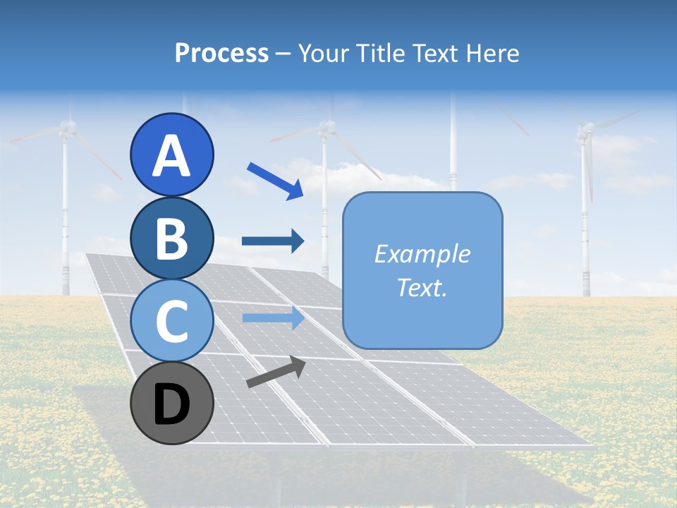 A Solar Panel With Wind Turbines In The Background PowerPoint Template