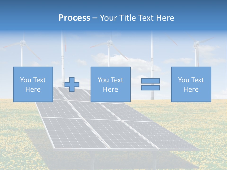 A Solar Panel With Wind Turbines In The Background PowerPoint Template