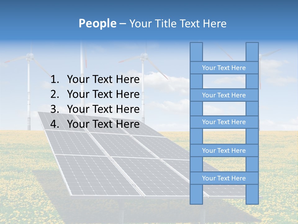 A Solar Panel With Wind Turbines In The Background PowerPoint Template
