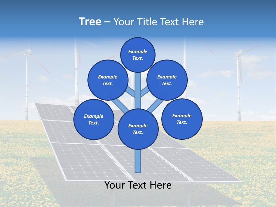 A Solar Panel With Wind Turbines In The Background PowerPoint Template