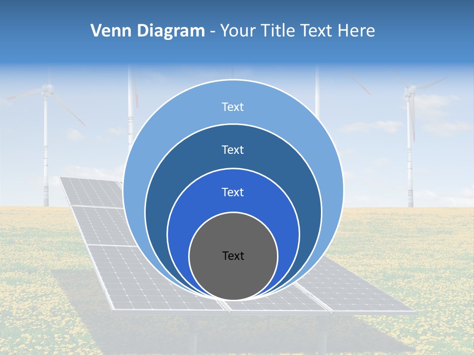 A Solar Panel With Wind Turbines In The Background PowerPoint Template