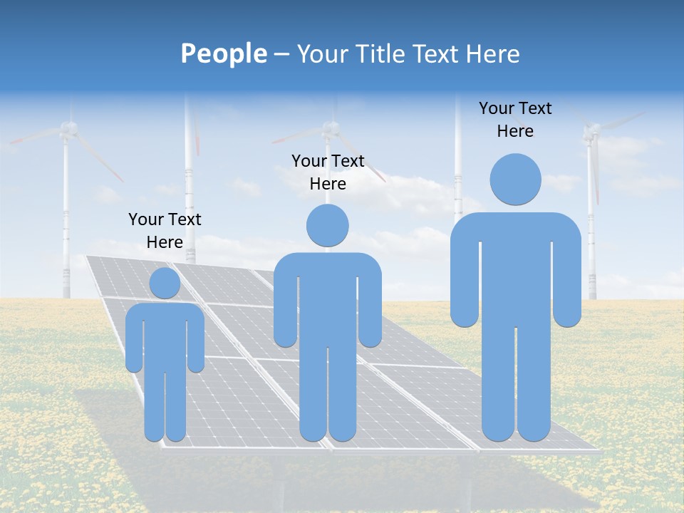 A Solar Panel With Wind Turbines In The Background PowerPoint Template