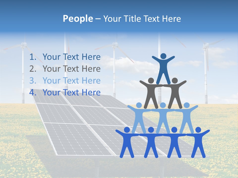 A Solar Panel With Wind Turbines In The Background PowerPoint Template