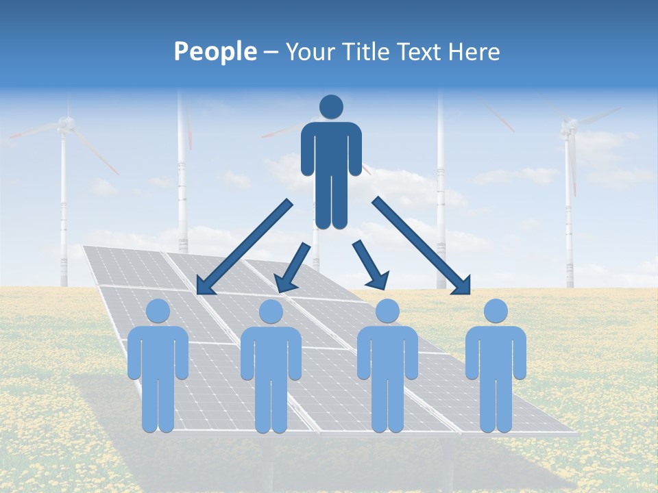 A Solar Panel With Wind Turbines In The Background PowerPoint Template