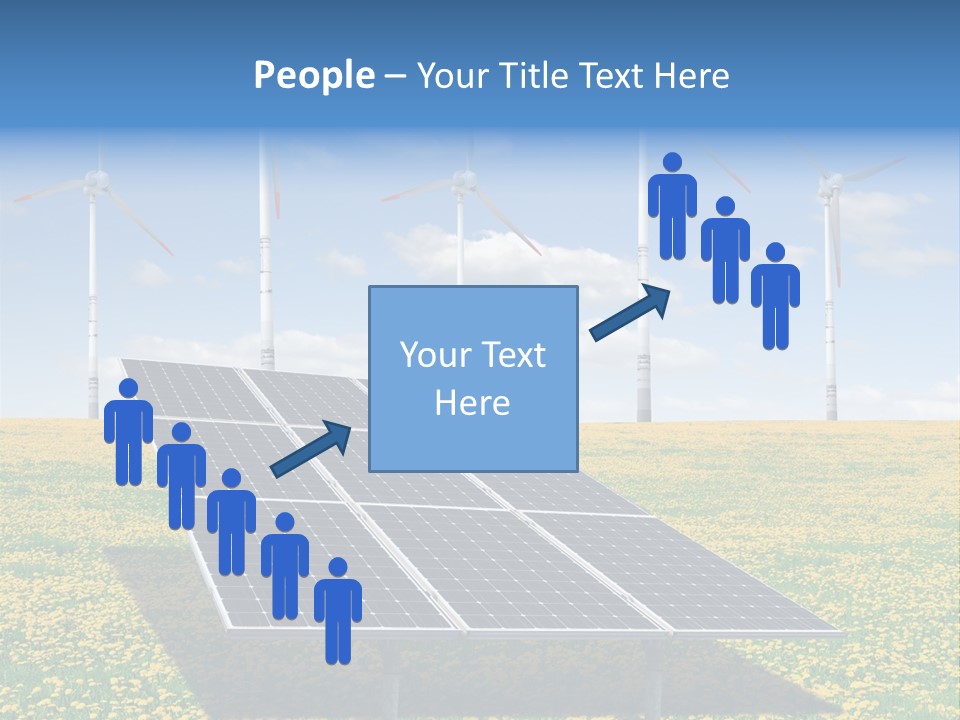 A Solar Panel With Wind Turbines In The Background PowerPoint Template