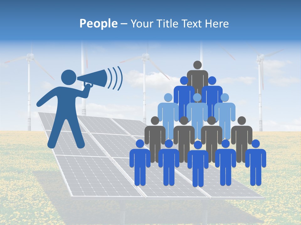 A Solar Panel With Wind Turbines In The Background PowerPoint Template