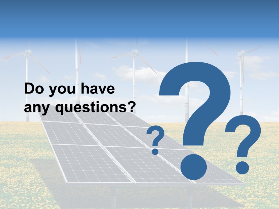 A Solar Panel With Wind Turbines In The Background PowerPoint Template