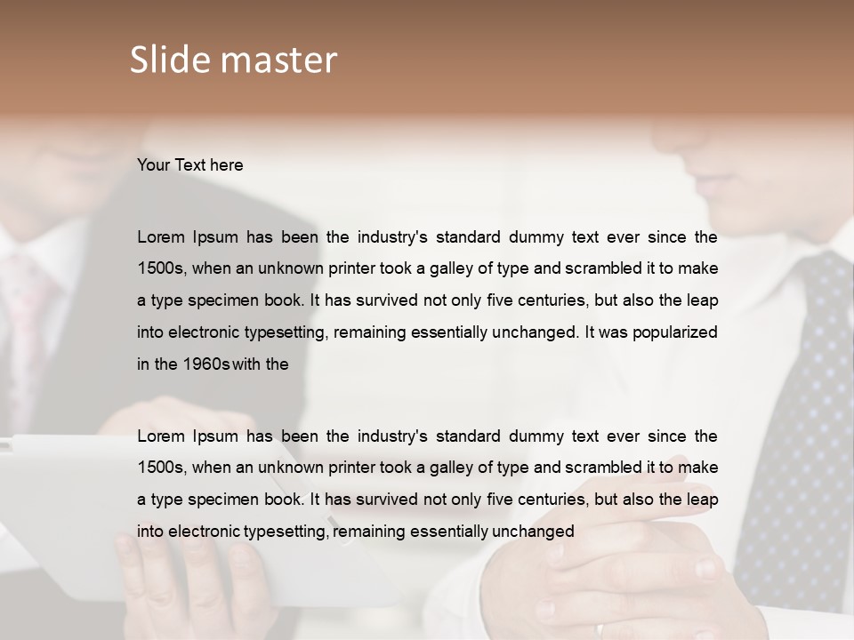 Business Man Digital Tablet Formal Wear PowerPoint Template