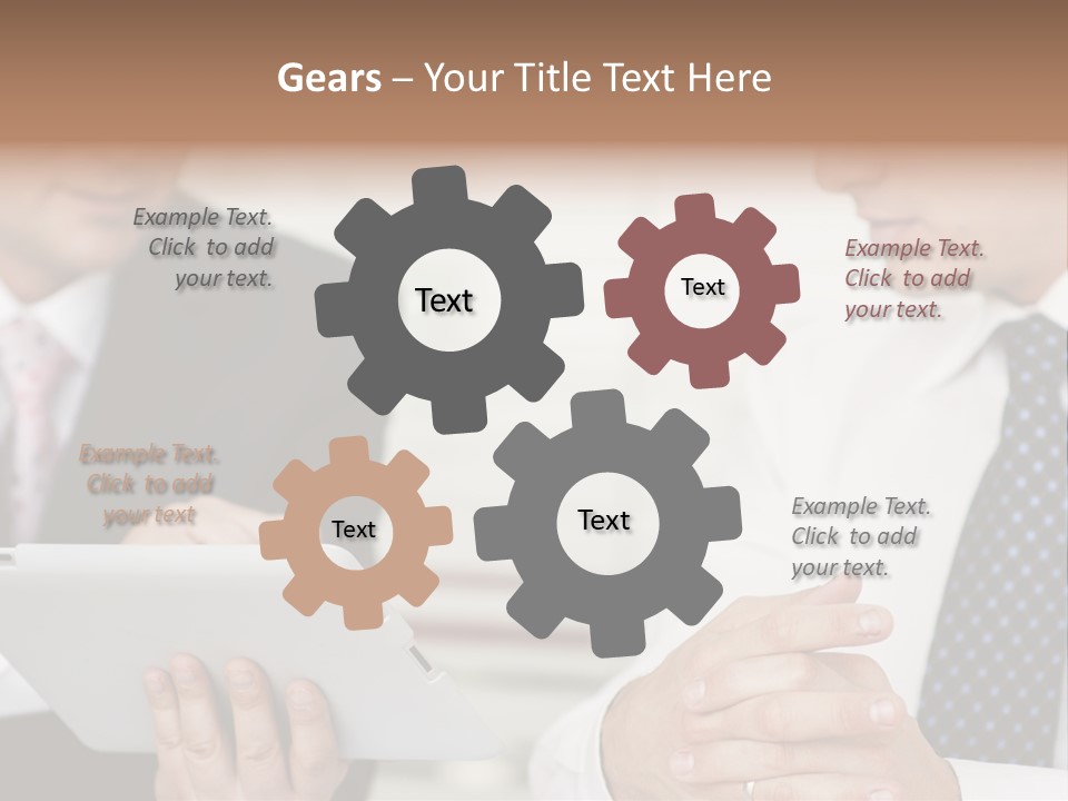 Business Man Digital Tablet Formal Wear PowerPoint Template