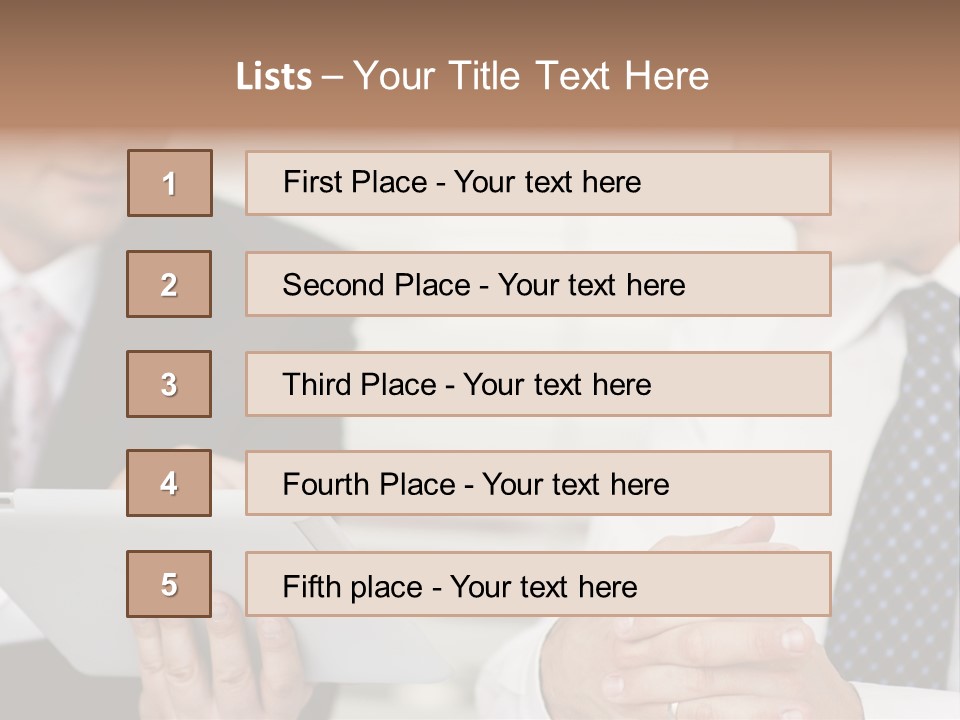 Business Man Digital Tablet Formal Wear PowerPoint Template