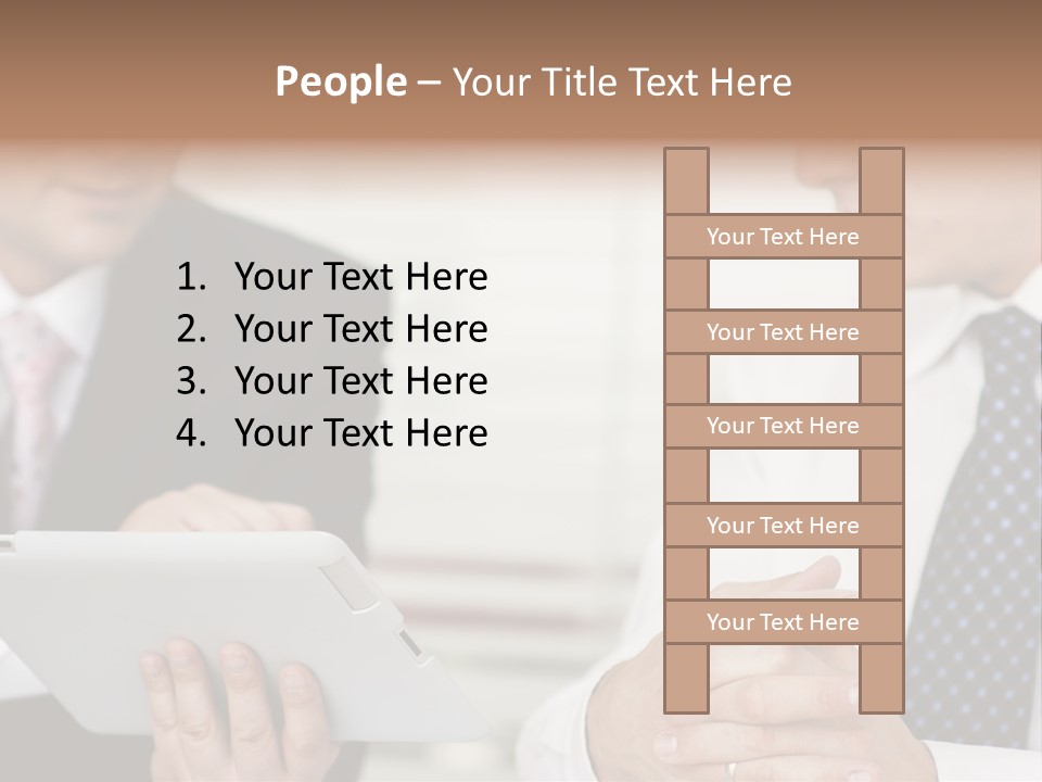 Business Man Digital Tablet Formal Wear PowerPoint Template