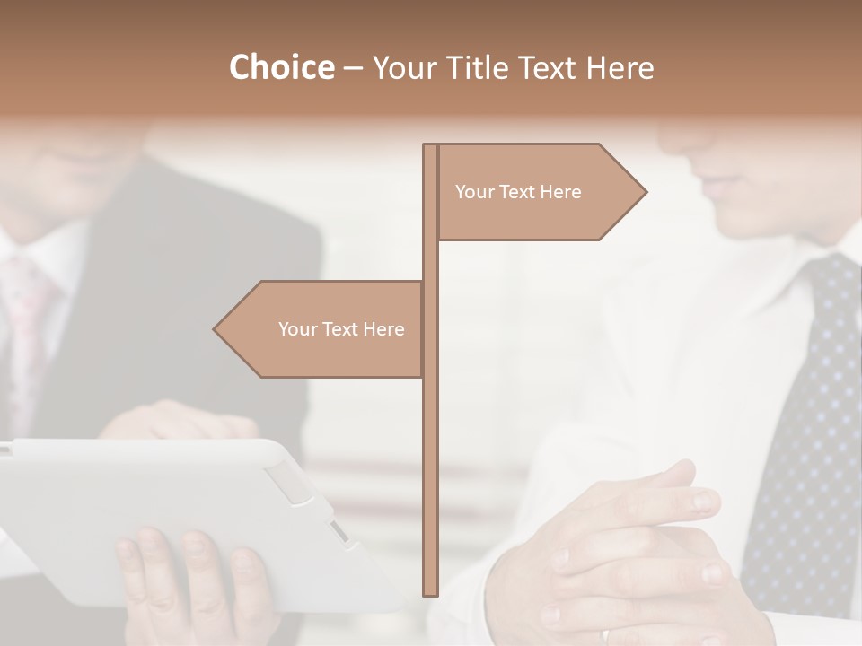 Business Man Digital Tablet Formal Wear PowerPoint Template