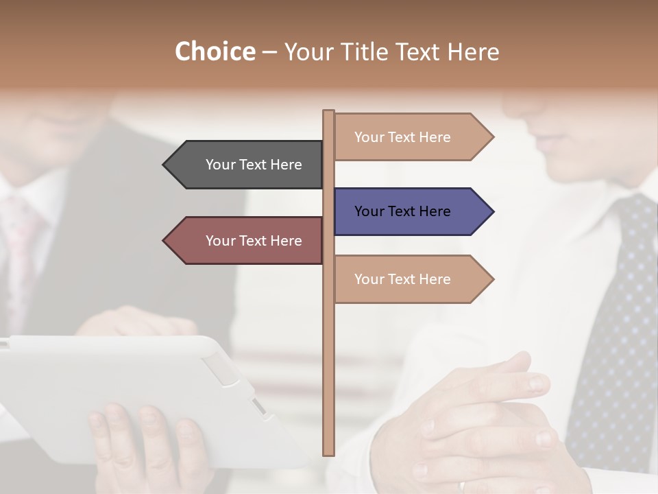 Business Man Digital Tablet Formal Wear PowerPoint Template