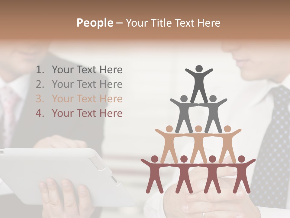 Business Man Digital Tablet Formal Wear PowerPoint Template