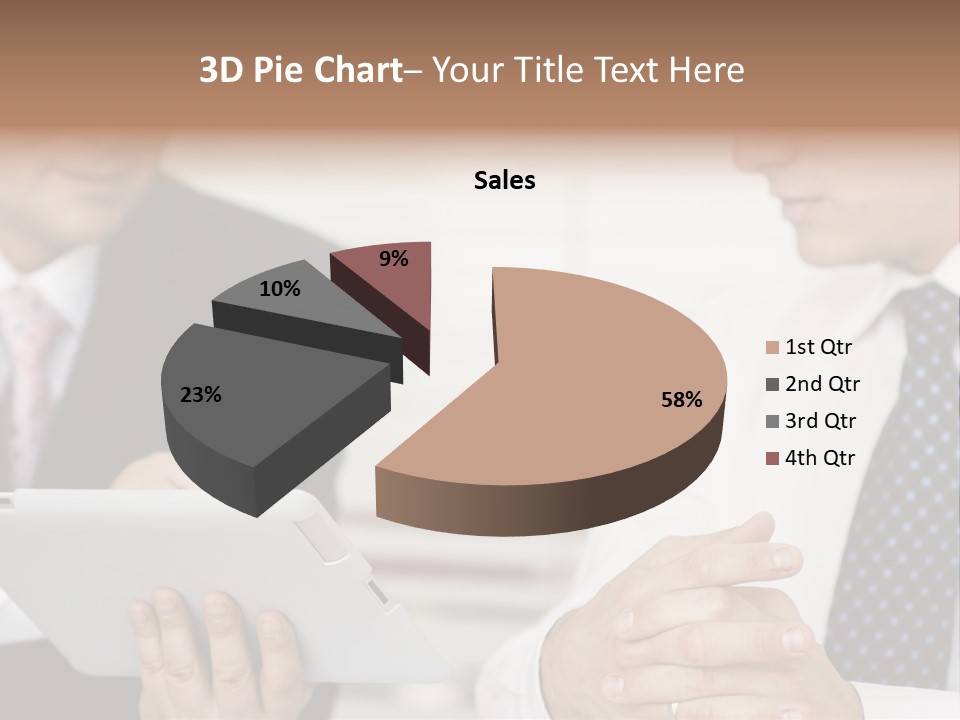 Business Man Digital Tablet Formal Wear PowerPoint Template