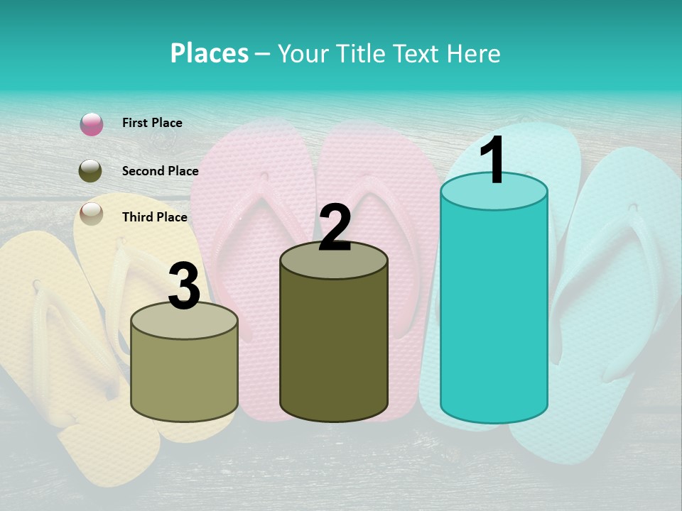 A Row Of Flip Flops Sitting On Top Of A Wooden Floor PowerPoint Template