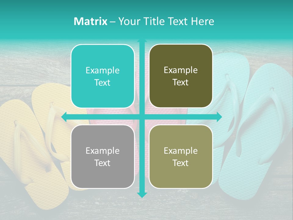 A Row Of Flip Flops Sitting On Top Of A Wooden Floor PowerPoint Template