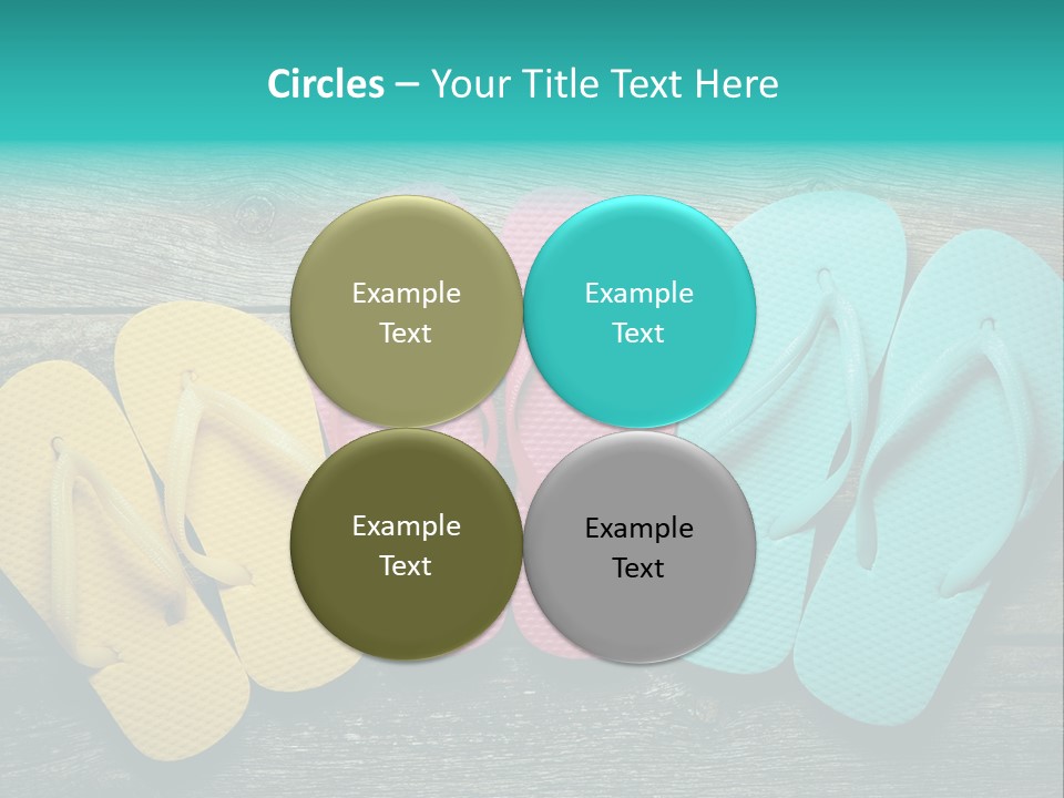 A Row Of Flip Flops Sitting On Top Of A Wooden Floor PowerPoint Template
